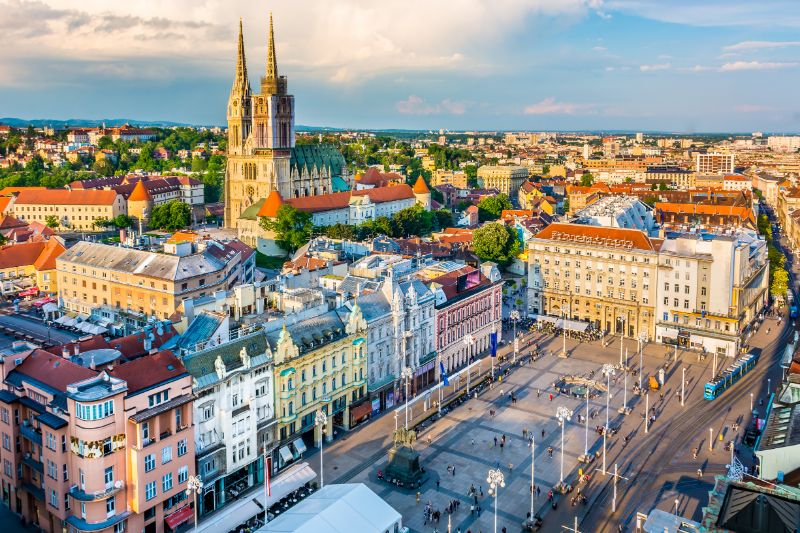 Zagreb, Croatia Sunset Scenery