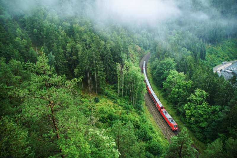 Train Running Through the Middle of the Black Forest, Germany