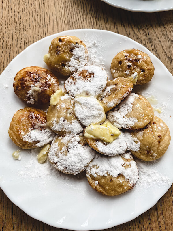 Plate of Powdered Sugar Poffertjes