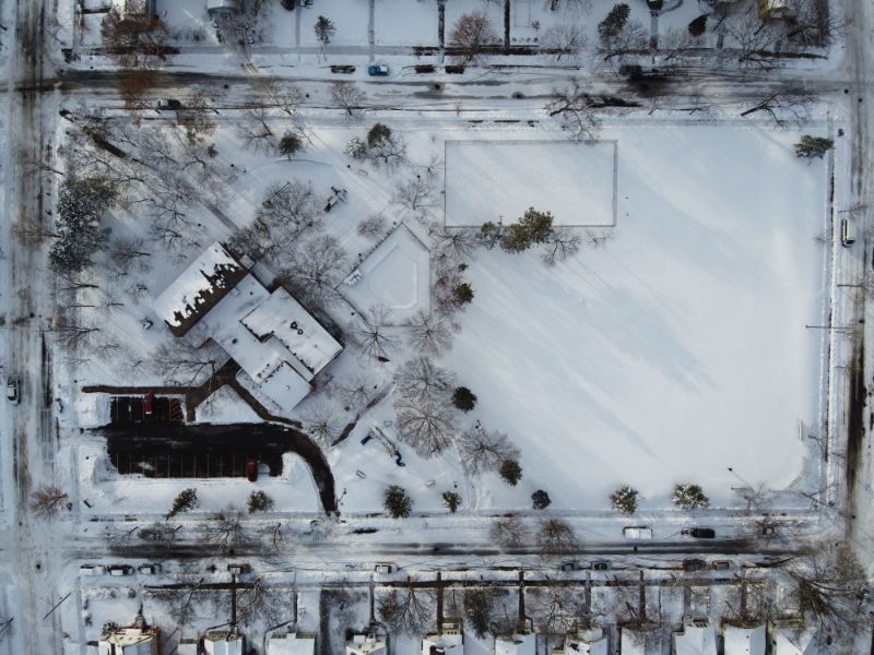 Aerial View of Corcoran Park, Minneapolis in Winter