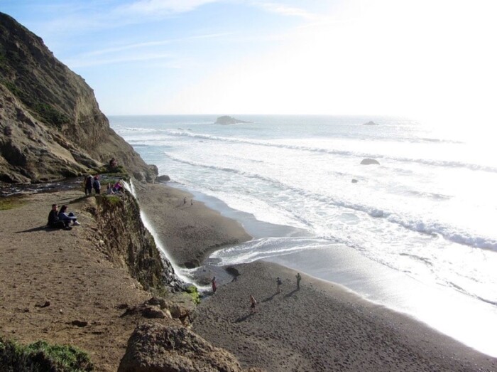 Alamere Falls flows directly into the Pacific Ocean