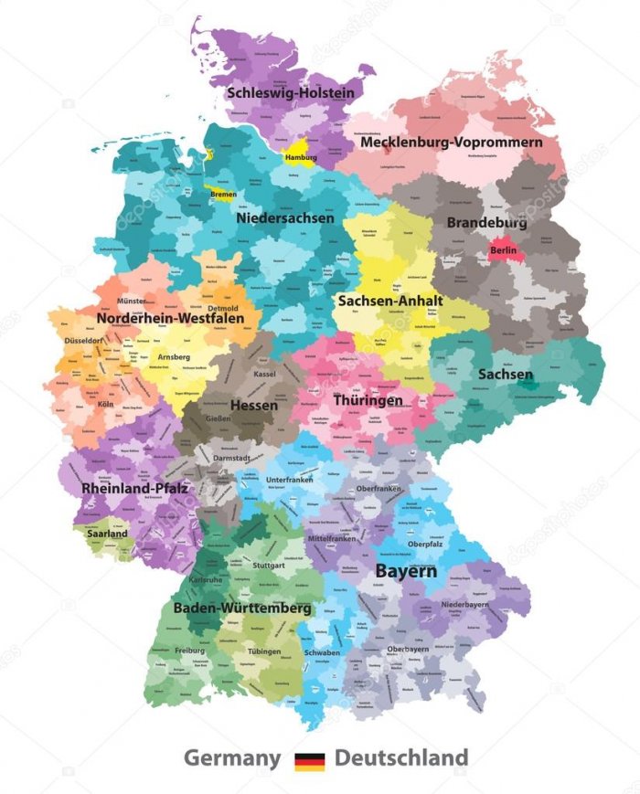 Germany map colored by states