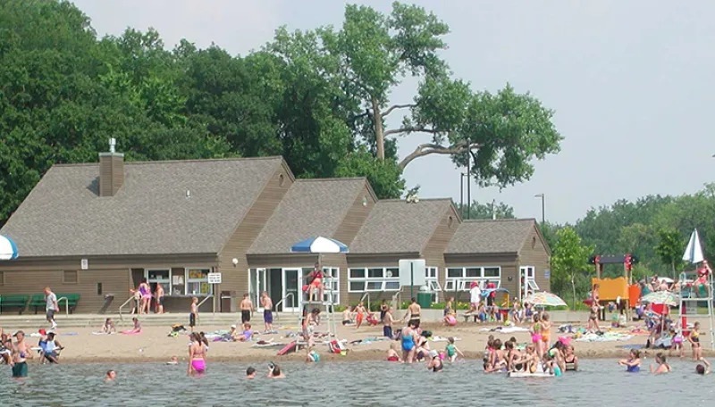 People Swimming at East Bush Lake Beach, Bloomington, Minnesota