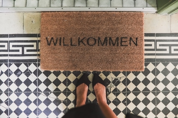 Welcome Sign in Germany Saying Wilkommen