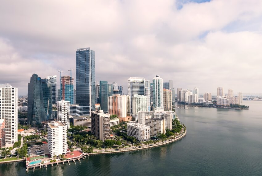 Aerial View of Miami and its Skyline