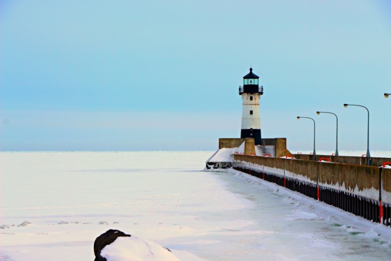 Duluth Lighthouse MN winter