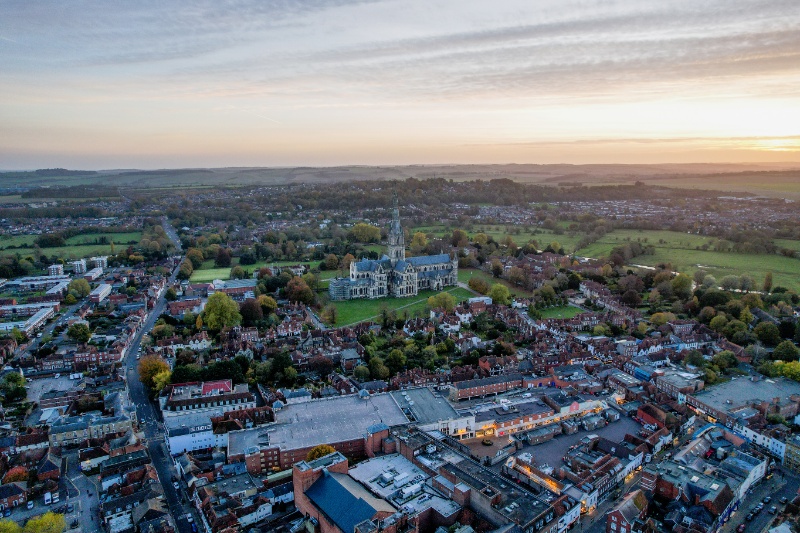 Aerial View of Salisbury, England