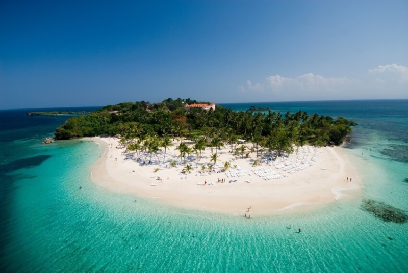 Island with White Sand and Clear Ocean Water