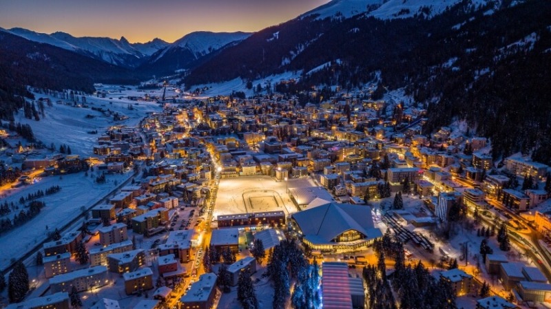 Night Lights on Davos  Town