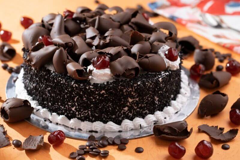 cake with cream and chocolate, black forest cake