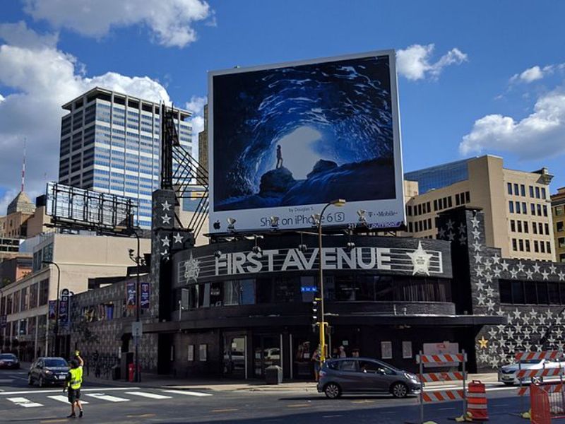 A bustling evening at First Avenue, a renowned music venue in downtown Minneapolis.