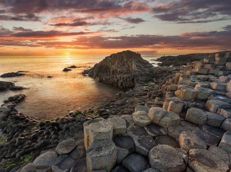 Sunset in Giant's Causeway