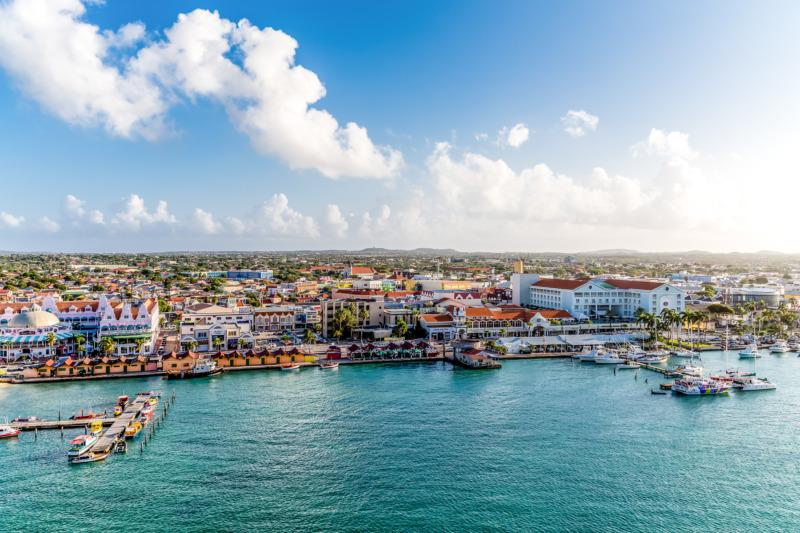 Oranjestad marina and cityscape