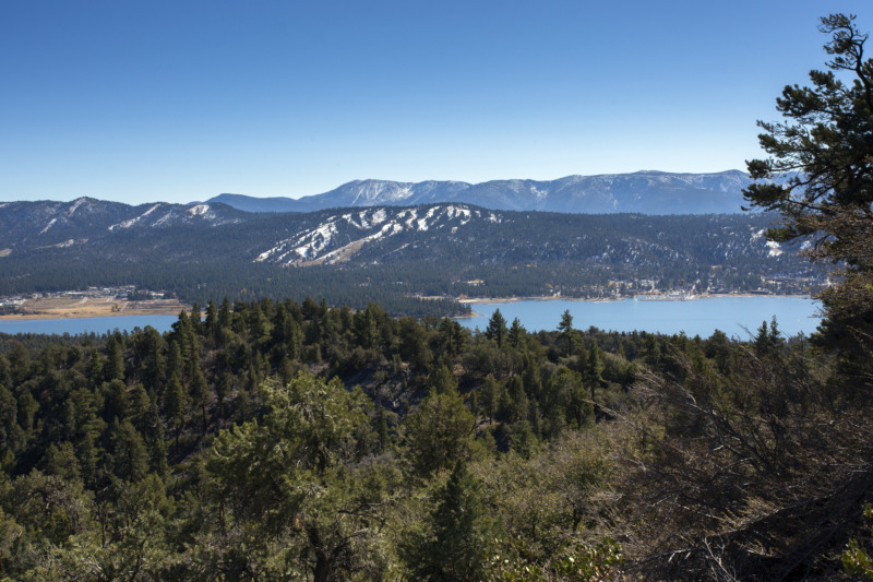 View From Cougar Crest of Big Bear Lake and Snow Summit Ski Resort with Early Snow