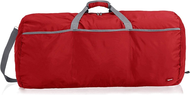 Bright Red Amazon Basics Large Nylon Duffel Bag