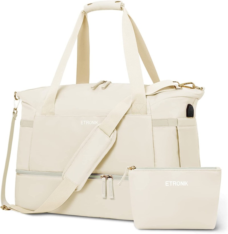 Beige ETRONIK Travel Duffel Bag