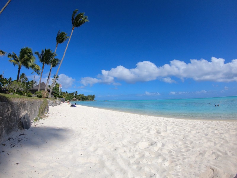 White sand and ocean view in Matira Beach