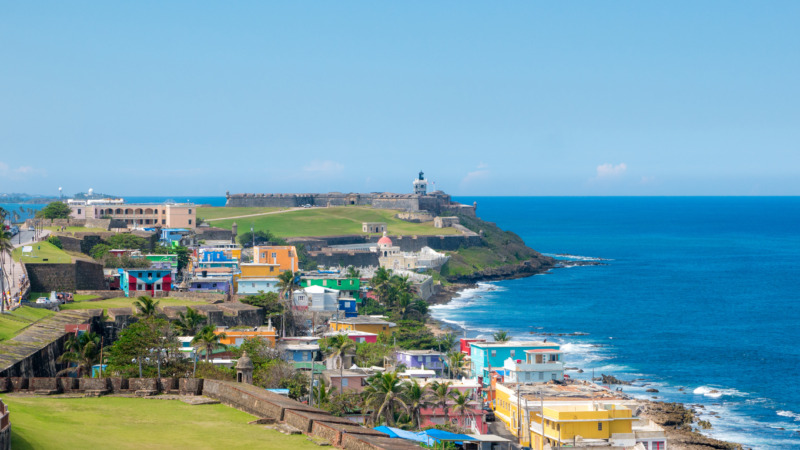 Panorama of La Perla slum in old San Juan, Puerto Rico