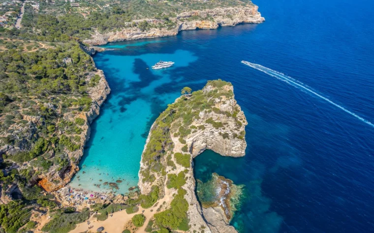 Aerial View of Caló des Moro Beach