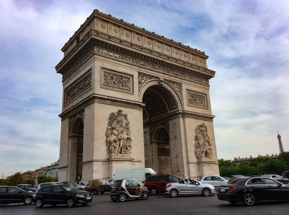Arc de Triomphe viewed from Place Charles de Gaulle in Paris