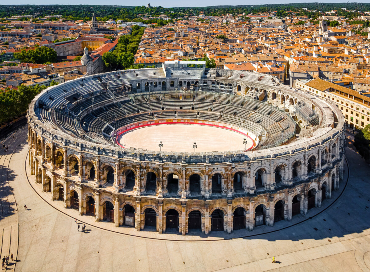 Aerial view of the Roman Arena of Nîmes