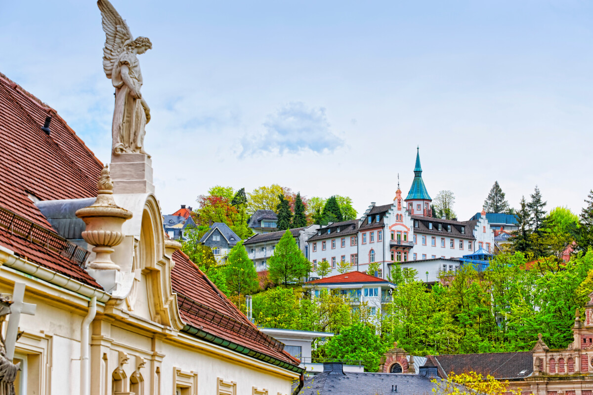 Angle sculpture and the panoramic view of the Baden Baden in Baden-Württemberg, Germany