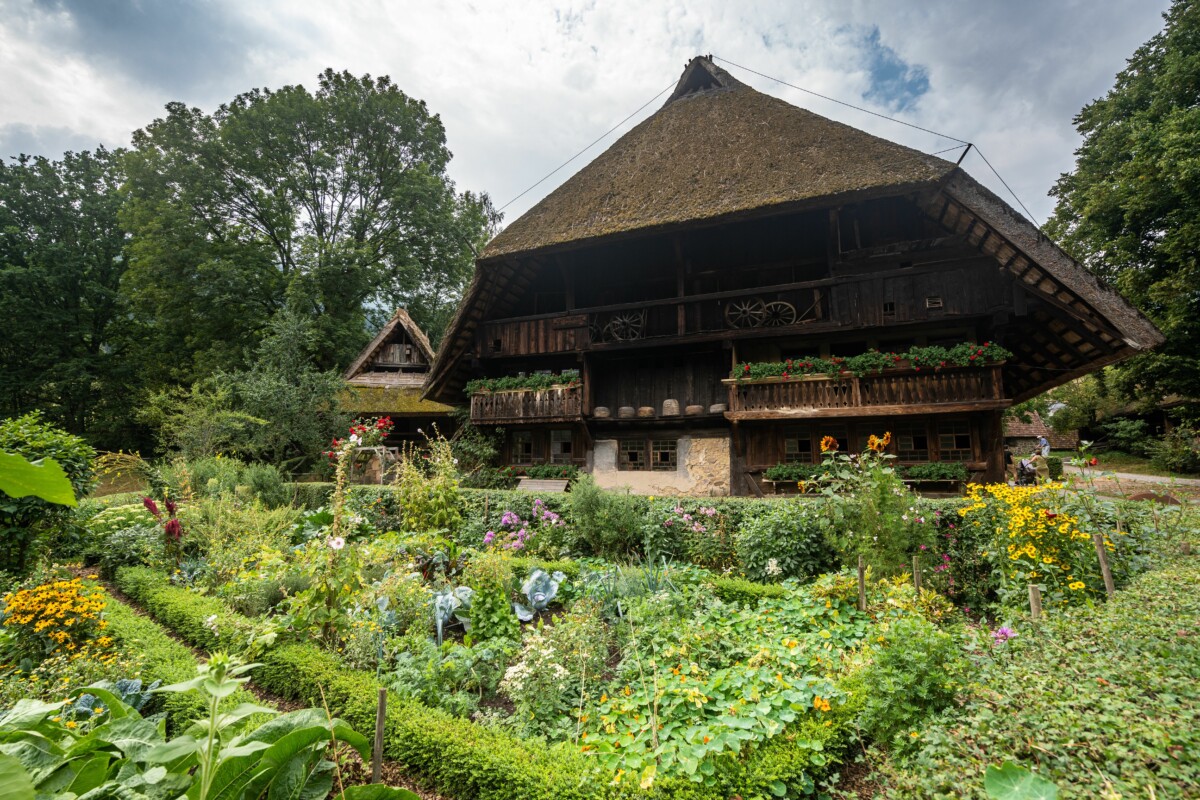 Traditional farmhouse exterior and look of the Black Forest Open-Air Museum in Schwarzwald, Germany