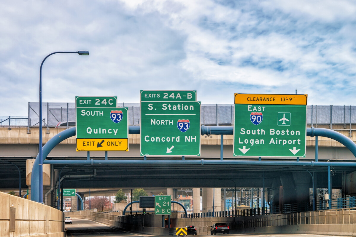 Road indicator plates in Boston, Massachusetts