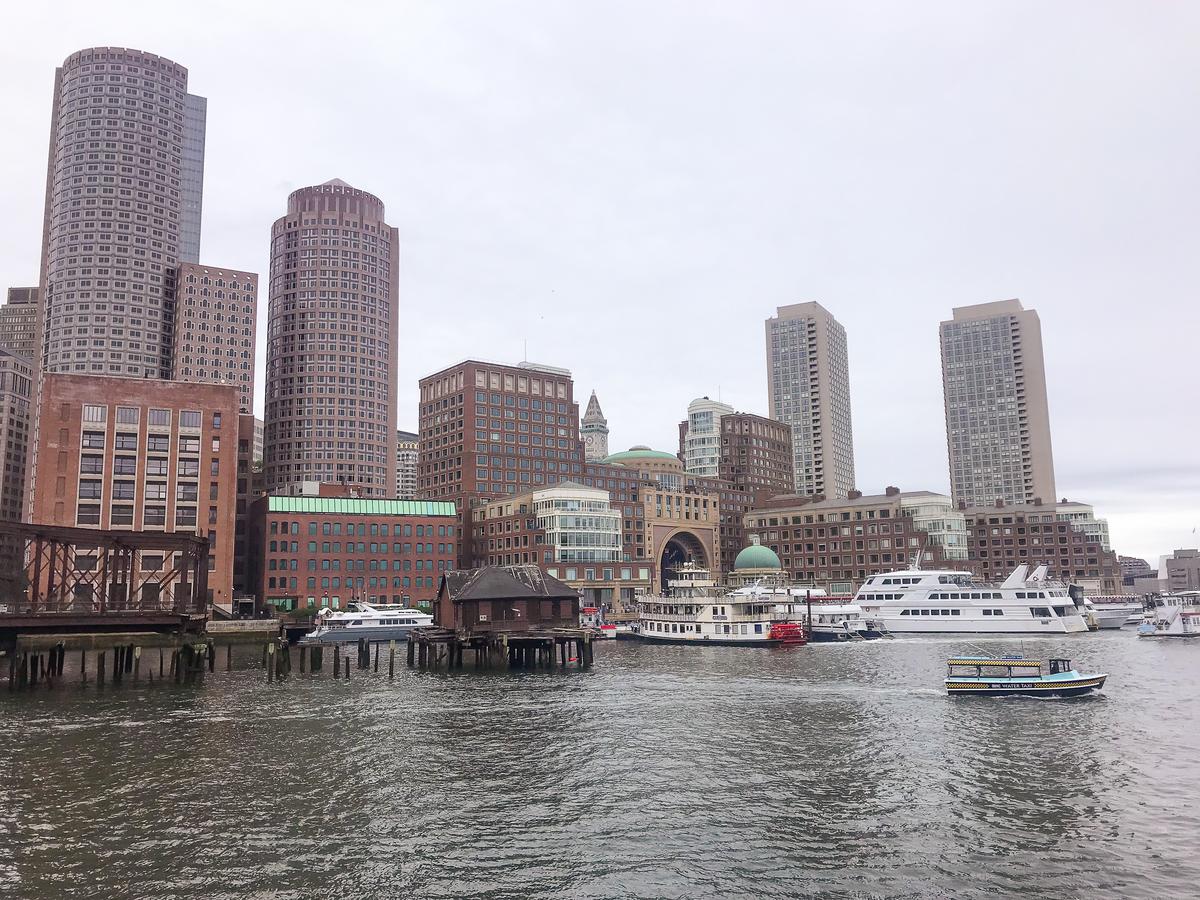 Boston skyline and architecture from Boston Harbor