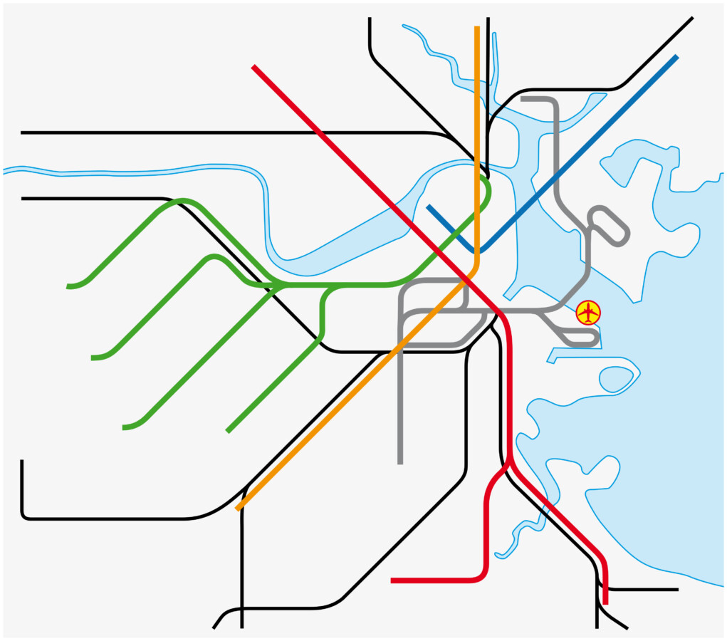 T map of Boston, Massachusetts, United States