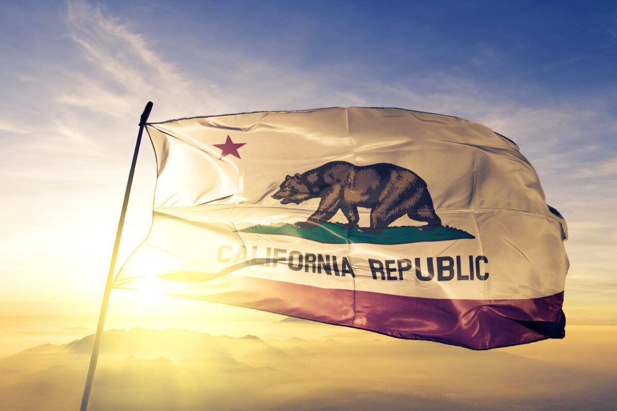California State Flag and Sunrise