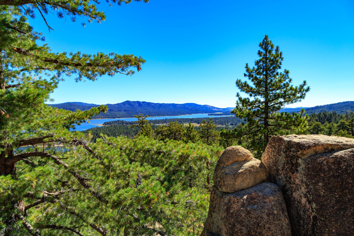 Gorgeous view high above Big Bear Lake in Castle Rock