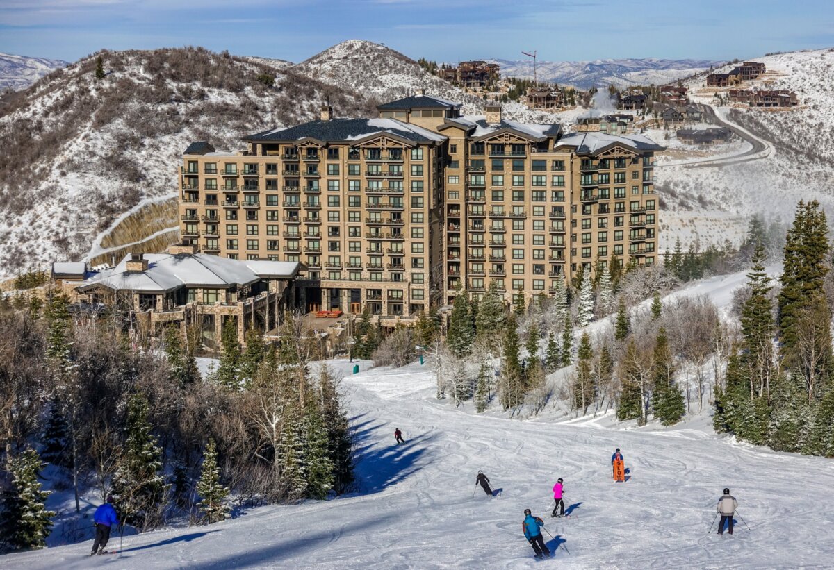 Deer Valley Ski Resort and skiers in Park City