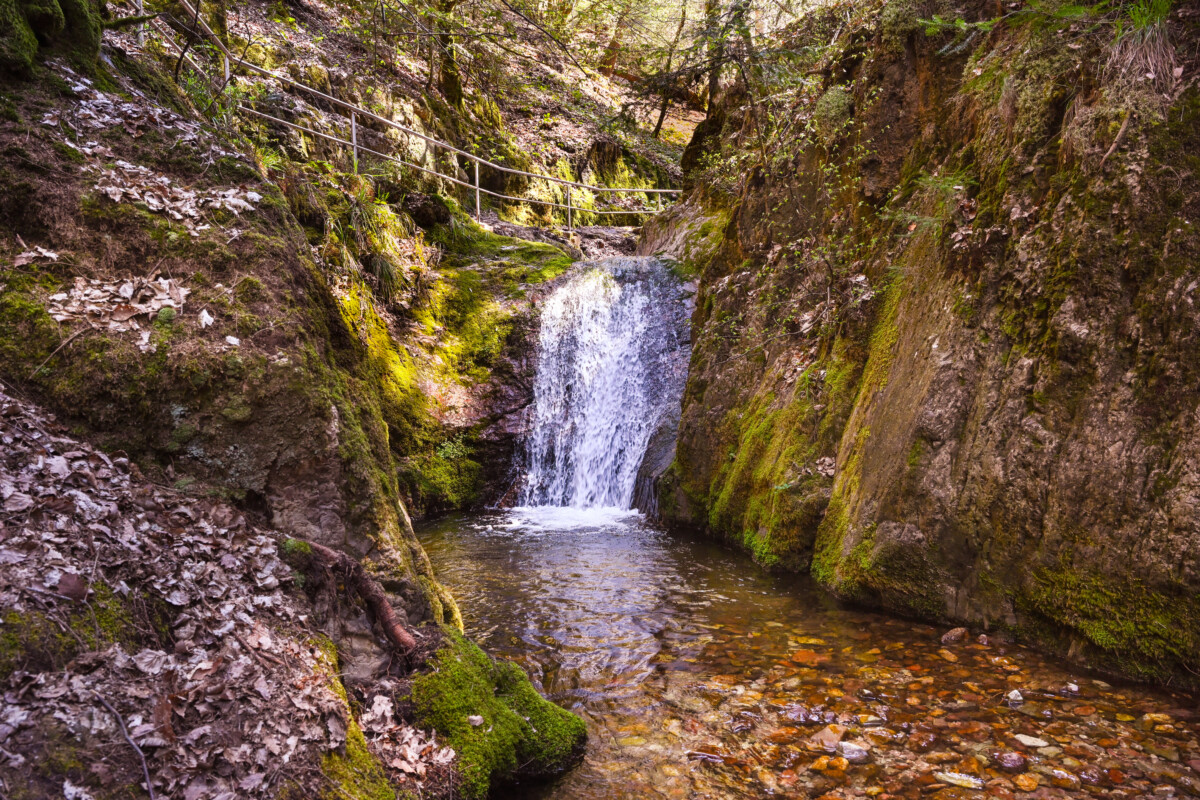 Close-up of the Edelfrauengrab Waterfalls in Ottenhöfen im Schwarzwald, Germany