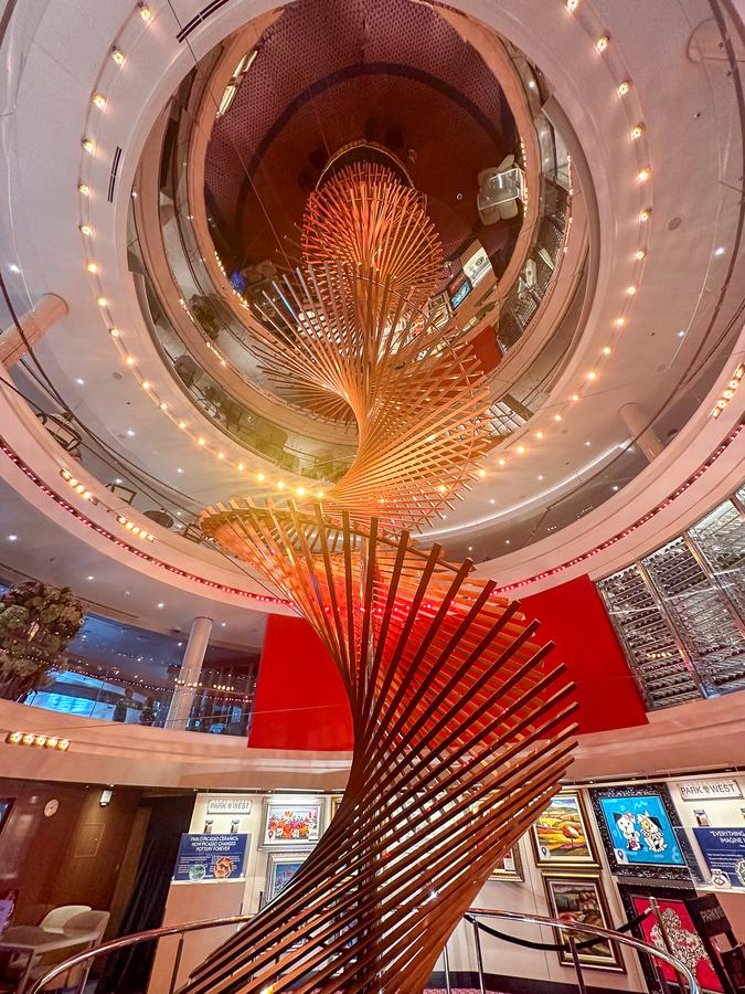 Stunning sculpture in Holland America cruise ship lobby