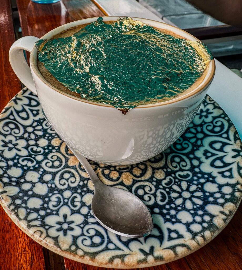 Gold-topped cappuccino served at ZouZou Dubai