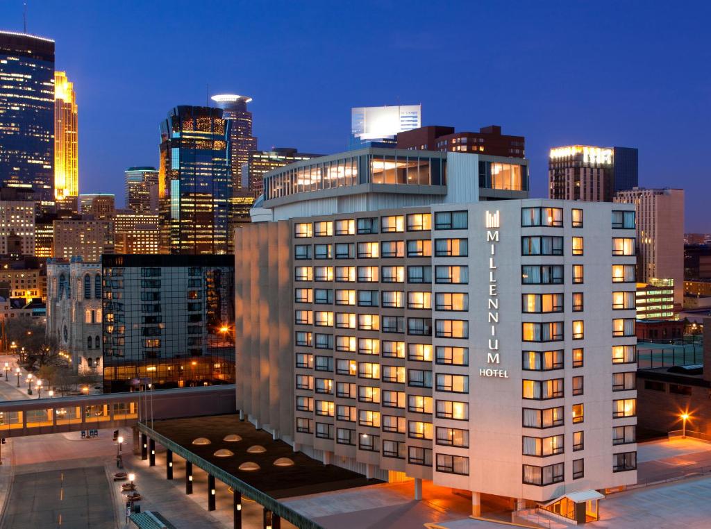 Millennium Minneapolis building at night