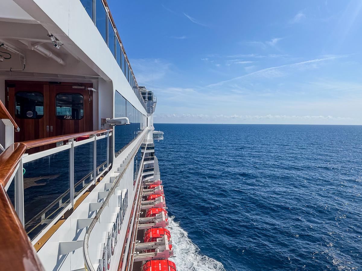 MS Rotterdam cruise ship sailing on North Sea under clear blue skies