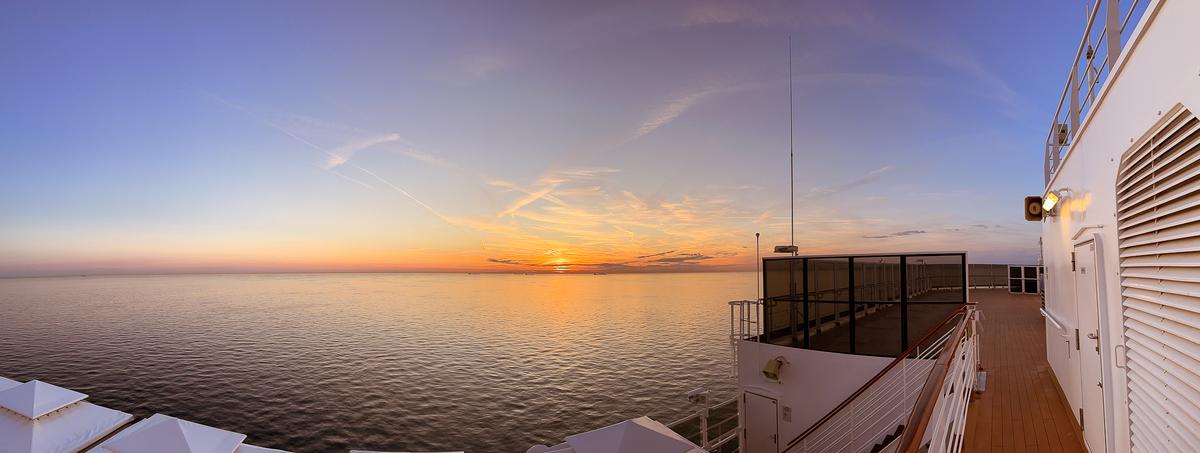 Stunning North Sea sunset from MS Rotterdam cruise ship, Holland America Line