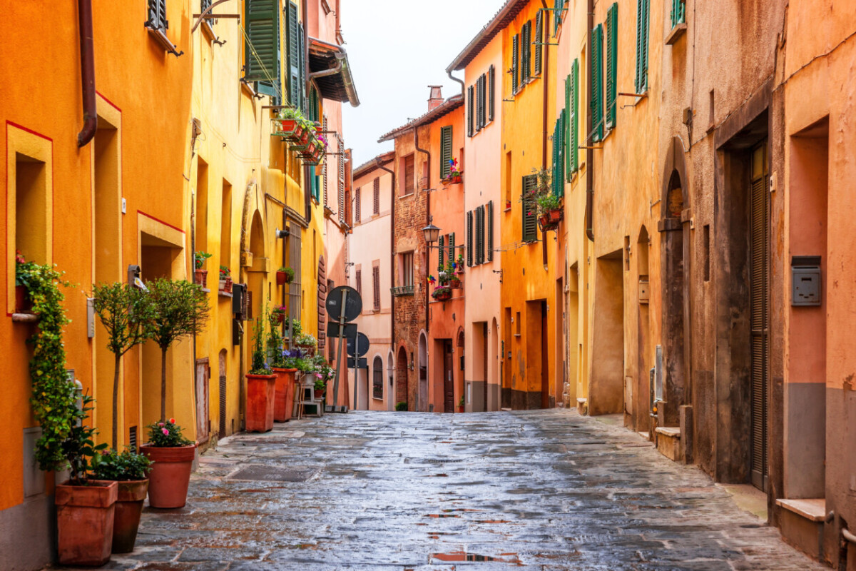 The colorful pathways of old town Montepulciano