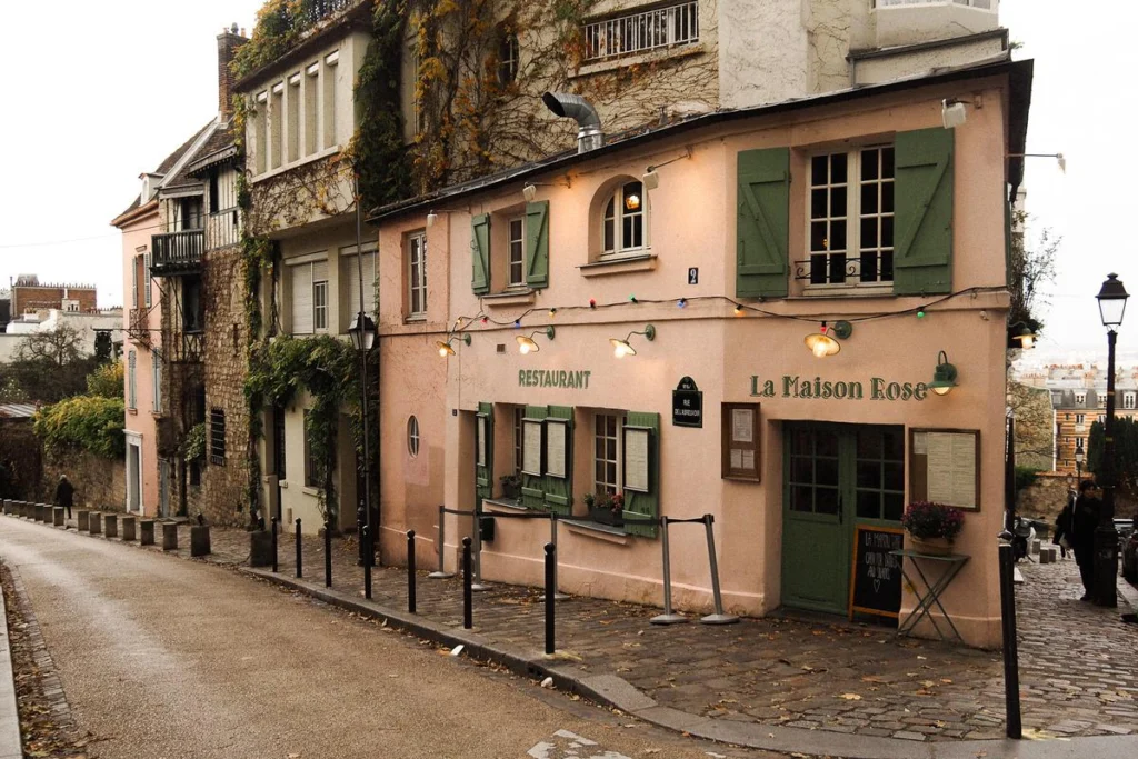 La Maison Rose, historic pink restaurant in Montmartre, Paris