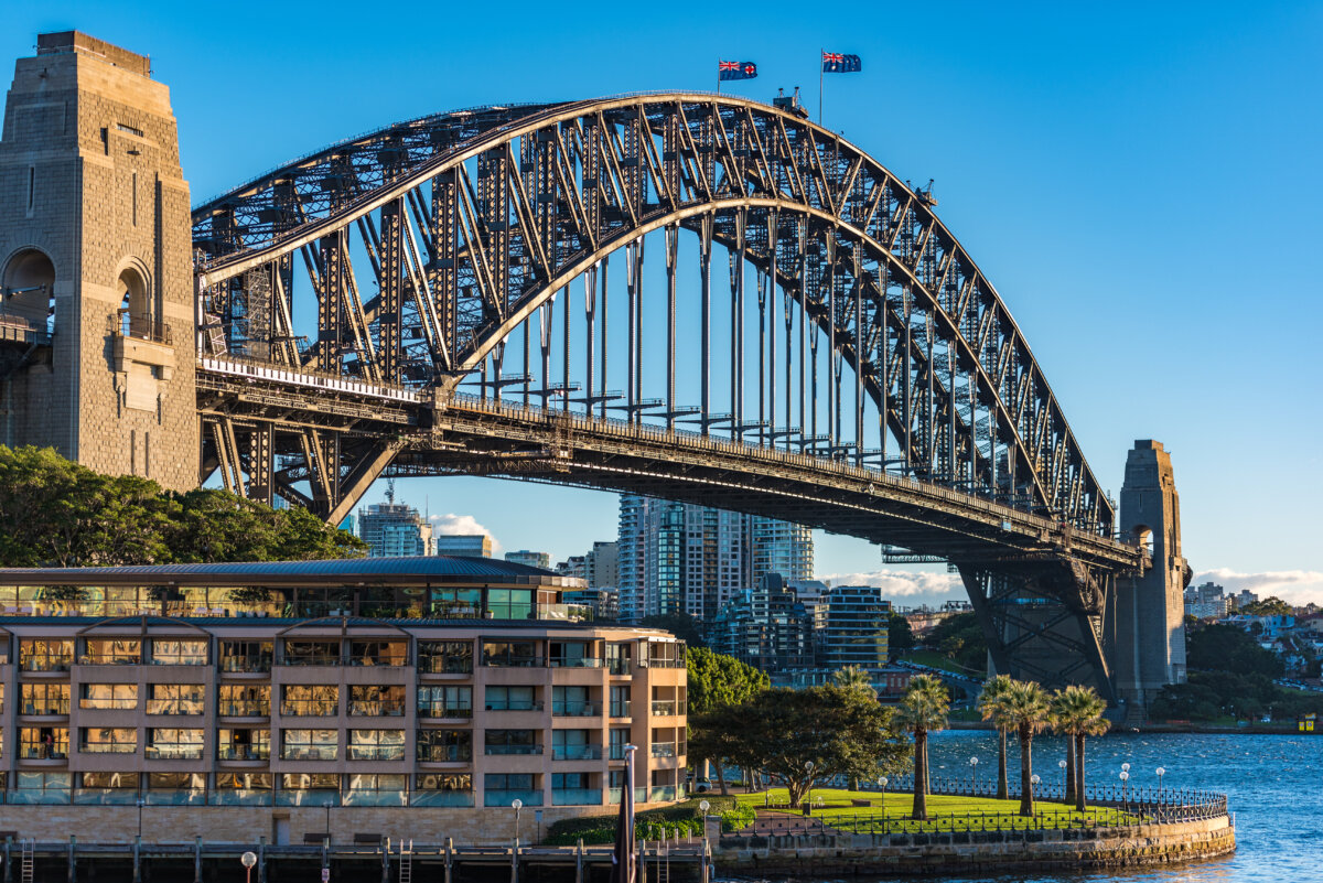 Park Hyatt Sydney on the Sydney Harbor, with the Syndey Harbor Bridge