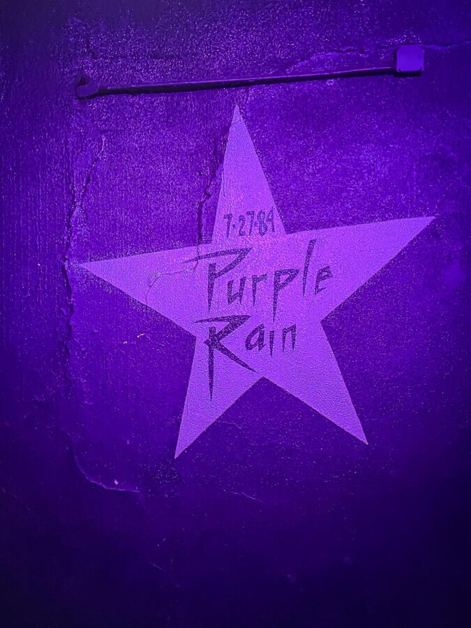 A captivating photo of a Purple Rain tribute at First Avenue, Minneapolis