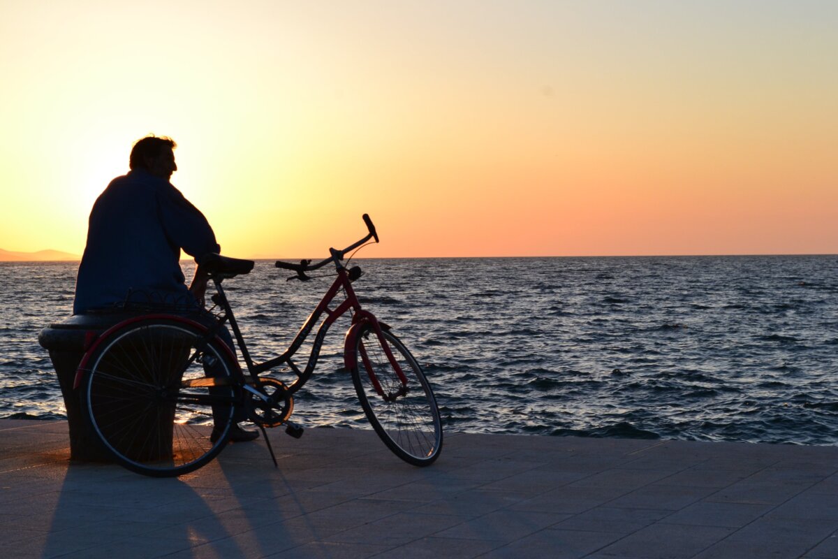 Stuart Jameson on a solo travel with sunset view