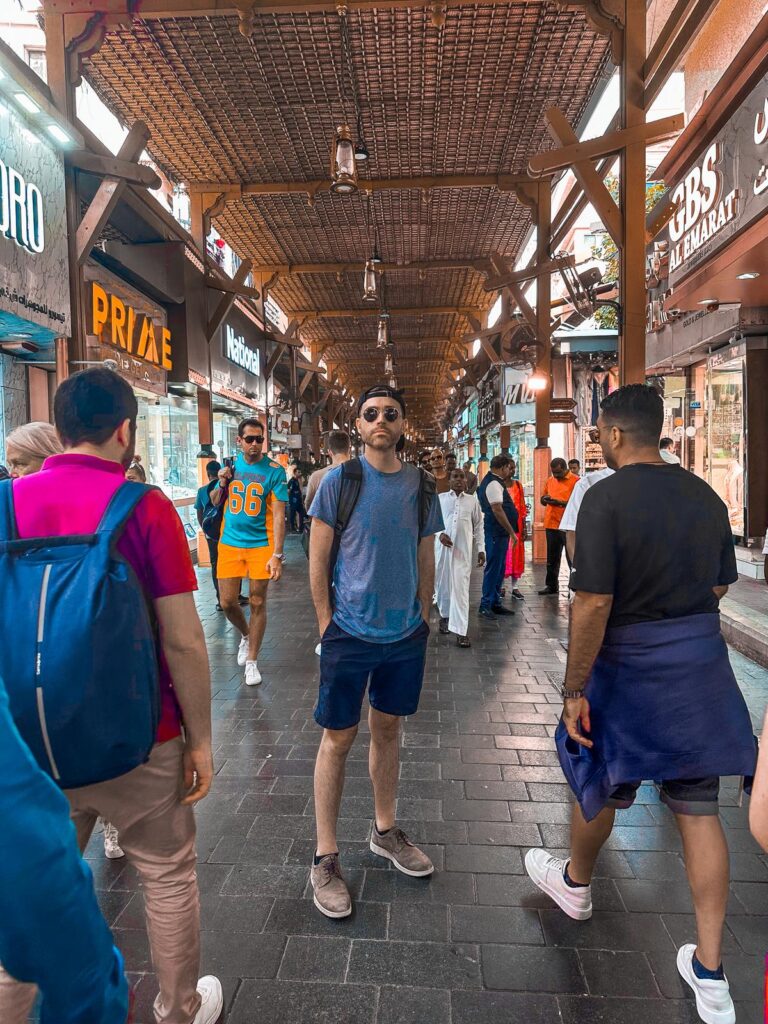 Kyle Kroeger walking through Dubai Gold Souk in Deira