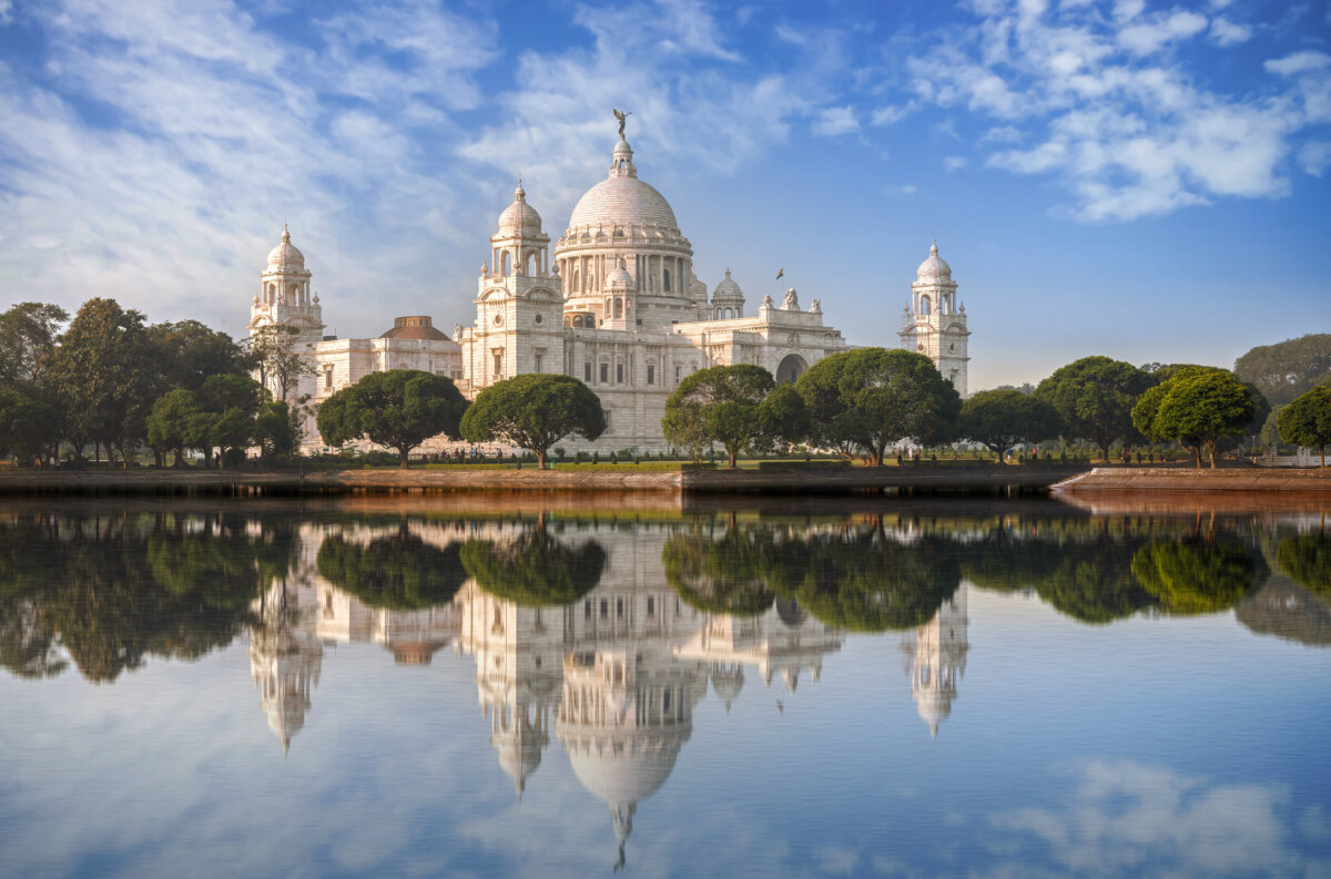 Panoramic view of Victoria Memorial ancient monument in Kolkata, India