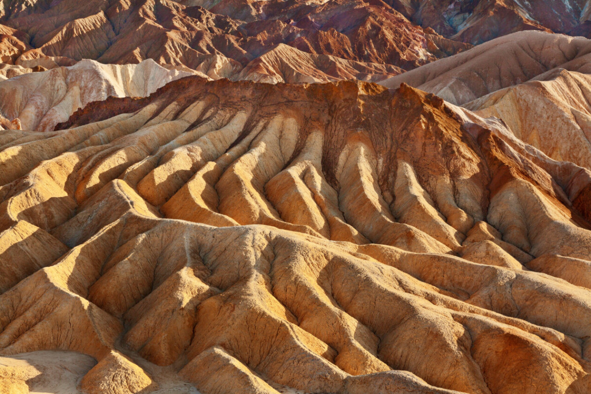 Aerial view of Zabriskie Point in Death Valley